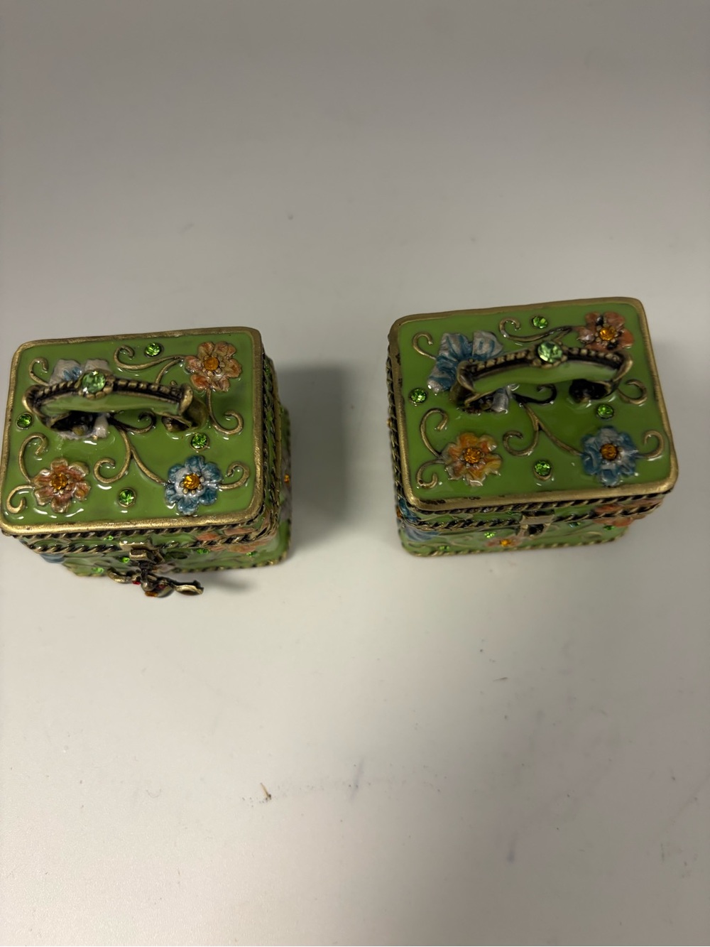 Square Honey Bee Jeweled Enameled Trinket Boxes - Picture 6 of 7